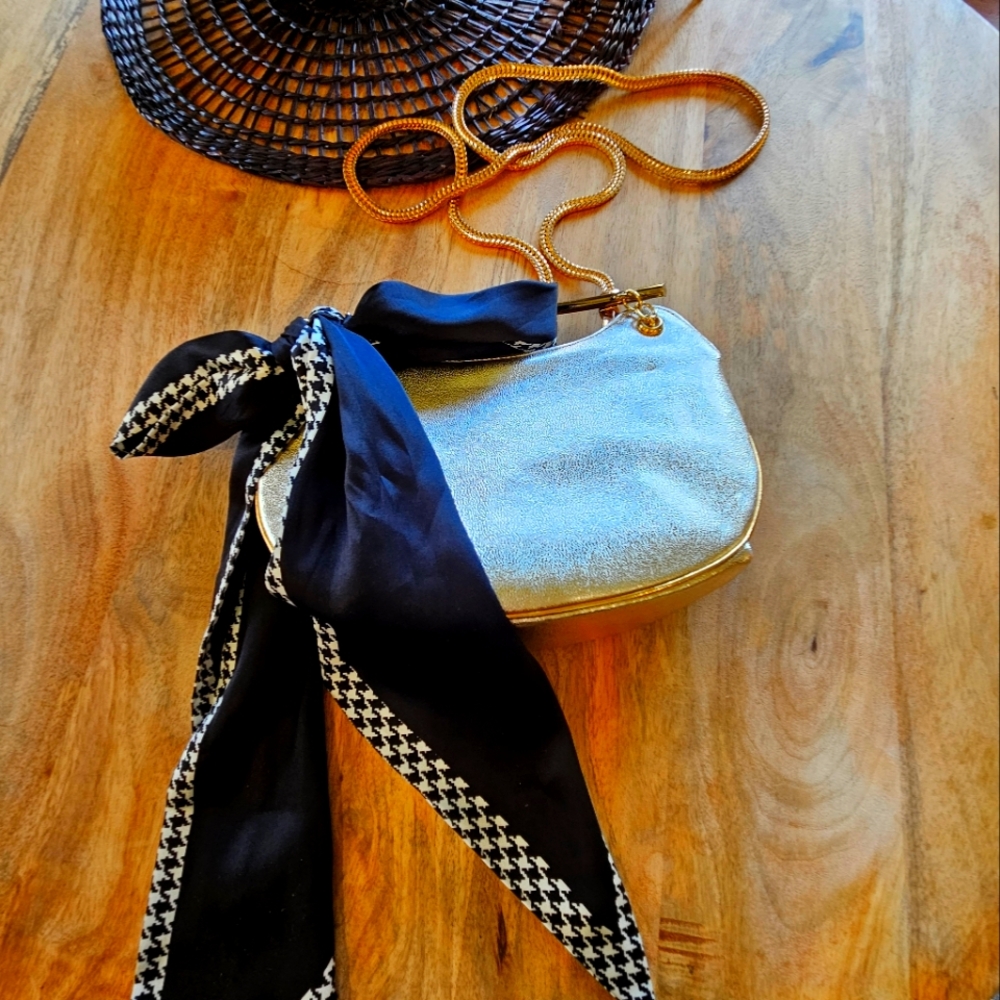 Elegant Miss Lewis Gold Women's Bag with Scarf Accent